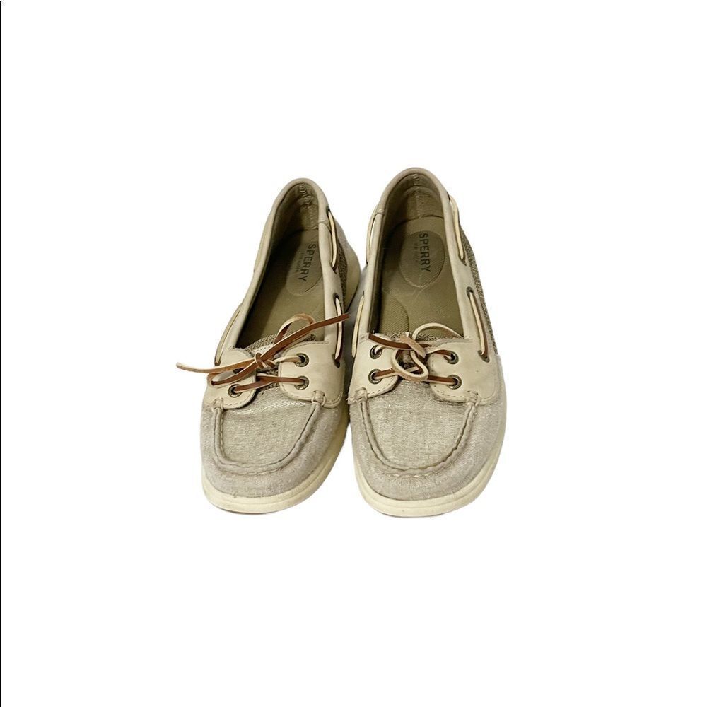 Sperry Top-Sider Metallic Gold Leather Boat Shoes Loafers Women's Size 7.5